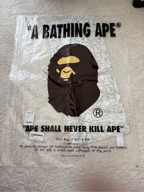 A Bathing Ape BAPE Clear Logo Bag with Brown & Yellow Ape logo - Large